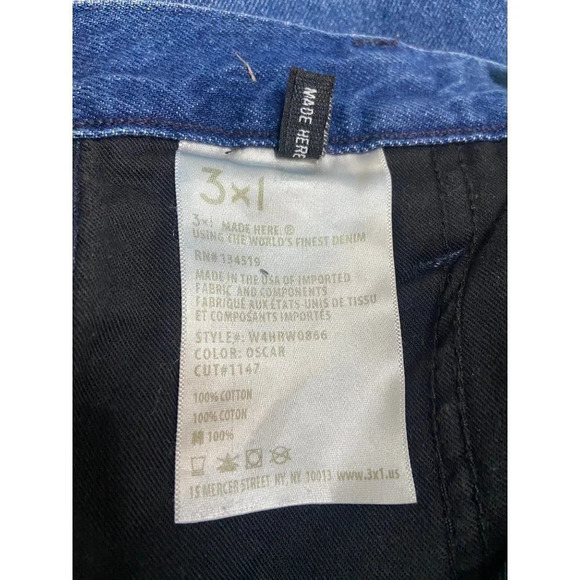 3x1 NYC High Rise Flared Crop Jeans Raw Large Cuffed Rigid Denim-sz 24 - Picture 10 of 12